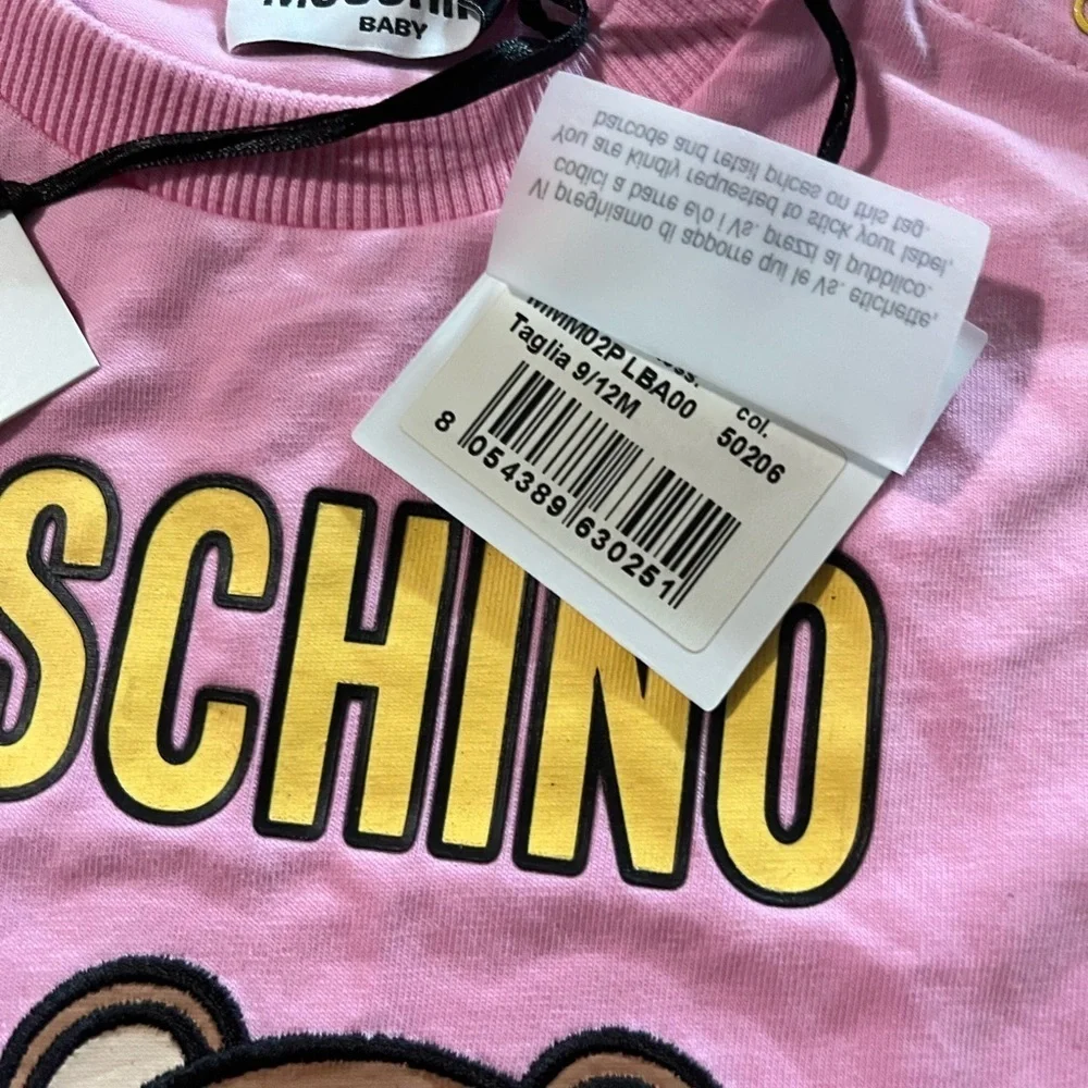 Moschino Pink Kids T-Shirt with Bear and Minion Print